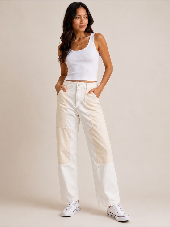 Madewell Denim - New Madewell Two Tone Perfect Vintage Straight Leg Jeans Cream Women’s 28